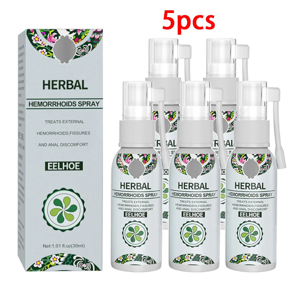 2/5pcs Hemorrhoid Spray 30ml Herbal Hemorrhoid Plaster for Relieves Hemorrhoid Pain Itching Discomfort Redness Anal Care Spray