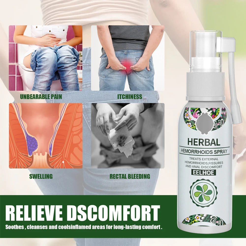 2/5pcs Hemorrhoid Spray 30ml Herbal Hemorrhoid Plaster for Relieves Hemorrhoid Pain Itching Discomfort Redness Anal Care Spray
