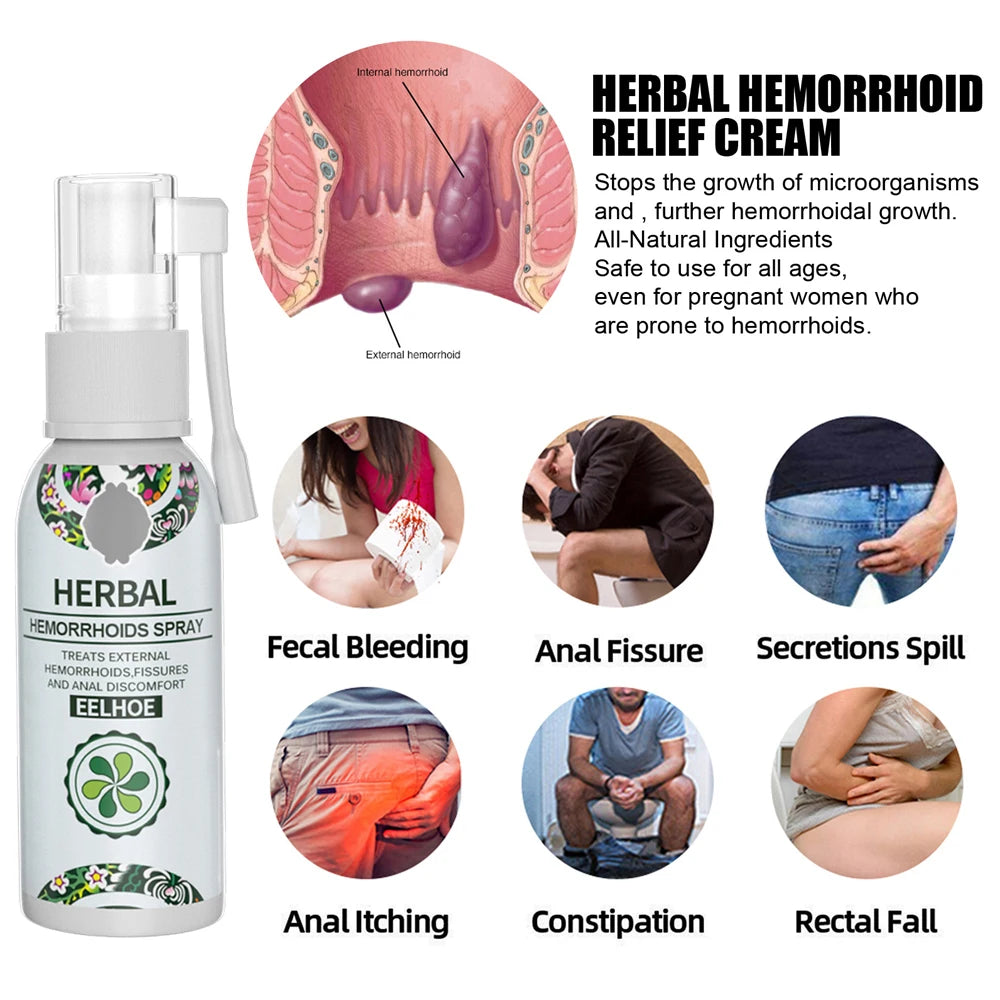 2/5pcs Hemorrhoid Spray 30ml Herbal Hemorrhoid Plaster for Relieves Hemorrhoid Pain Itching Discomfort Redness Anal Care Spray